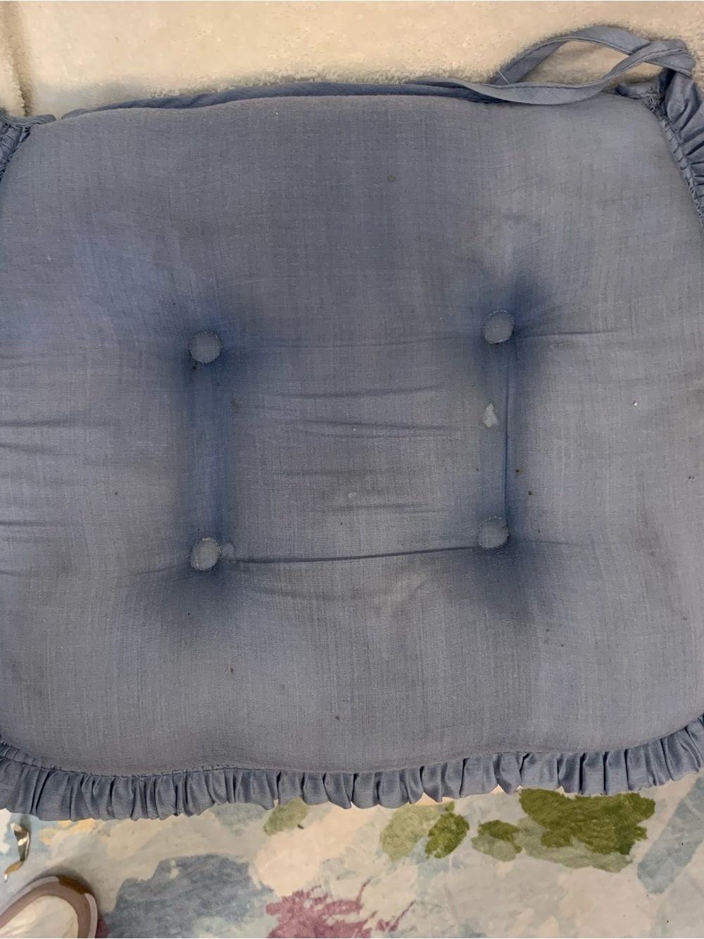 Vintage Goose/Geese Decorative Chair Cushion in Blue and Yellow - Picture 3 of 7